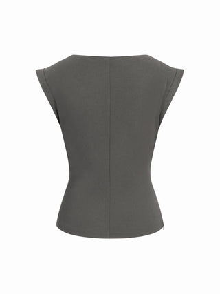 Jersey Boat Neck Ruched Crop Top