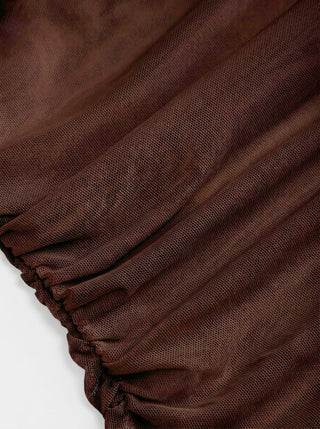 Mesh High Neck Sleeveless Draped Ruched Top