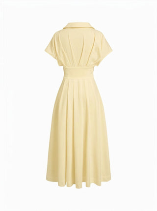 Short Sleeve Draped Pocket Flared Maxi Dress
