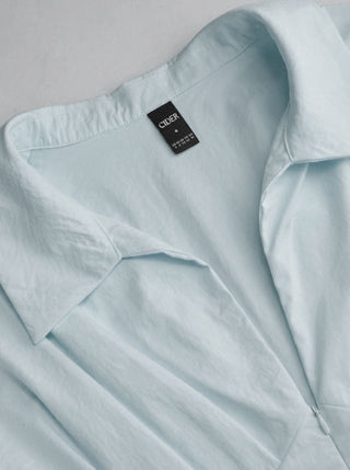 Short Sleeve Draped Pocket Flared Maxi Dress