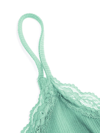 Textured V-neck Lace Trim Cami Top