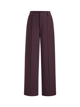 High Rise Pleated Straight Leg Trousers