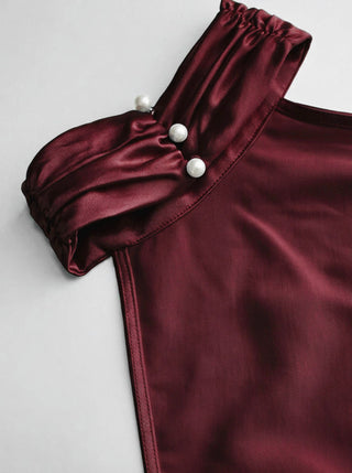 Satin Halter Neckline Backless Mermaid Maxi Mermaid Dress