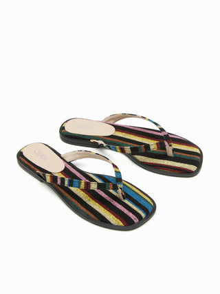 STRIPED FLIP-FLOP SLIPPERS