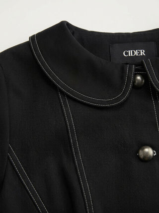 Cotton-blend Peter Pan Collar Puff Sleeve Blouse