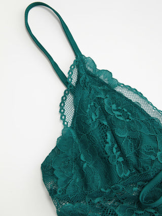 Satin V-neck Lace Trim Cami Top & Mid Rise Lace Hem Shorts Loungewear Set