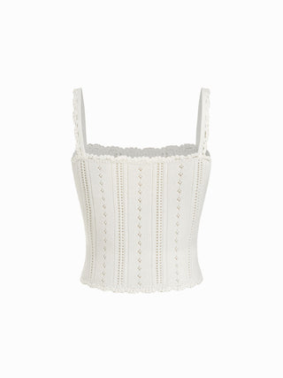Knit Pointelle Square Neckline Cami Top