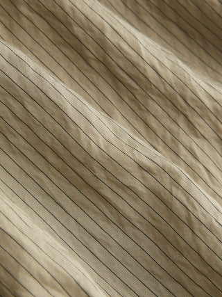 Striped Puff Sleeve Metal Detail Belted Blouse