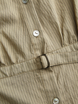 Striped Puff Sleeve Metal Detail Belted Blouse