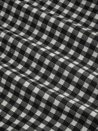 Gingham Stand Collar Asymmetrical Hem Ruched Knotted Top