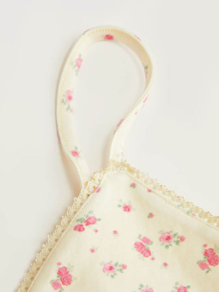 Cotton-blend Floral V-neck Lace Trim Cami Top