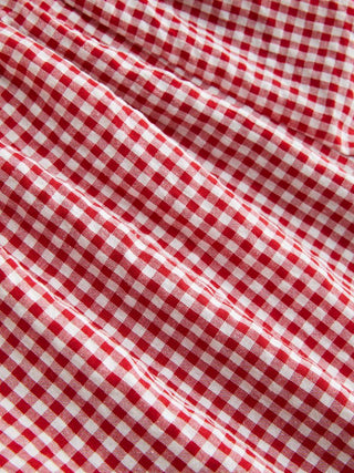 Gingham Halter Neckline Shirred Romper