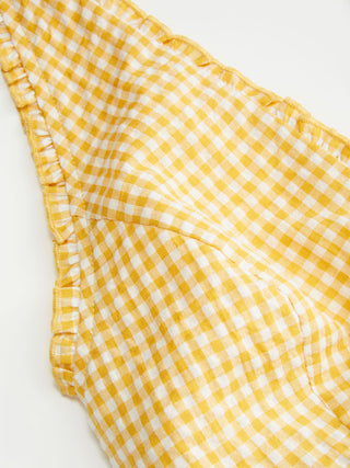Gingham Halter Neckline Shirred Romper