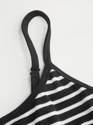 Textured Cotton Stripe Scoop Neck Cami Top & Low Rise Capris Set