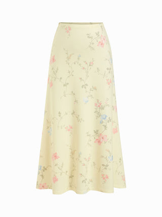 Floral Square Neck Drawstring Tank Top & Mid Rise Maxi Skirt Set