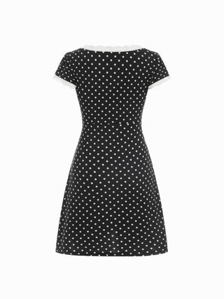 Ditsy Floral V-neck Lace Trim High Rise A-line Mini Dress
