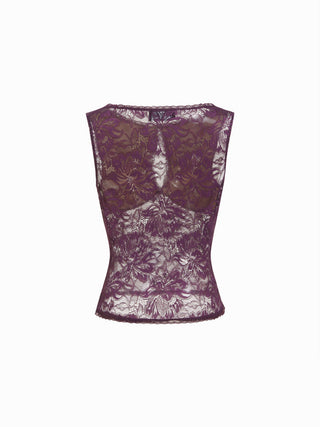 Lace Sheer Boat Neck Top