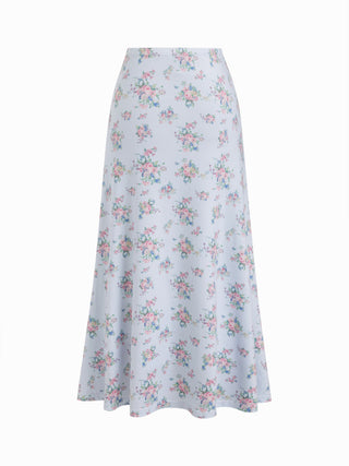 Floral Square Neck Drawstring Tank Top & Mid Rise Maxi Skirt Set