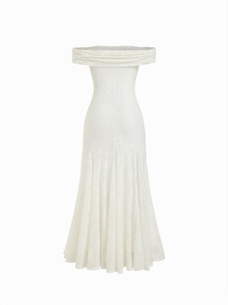 Embroidered Floral Off-shoulder Ruched Mermaid Maxi Dress