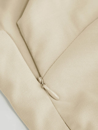 Asymmetrical Neck Pleated Flared Maxi Dress