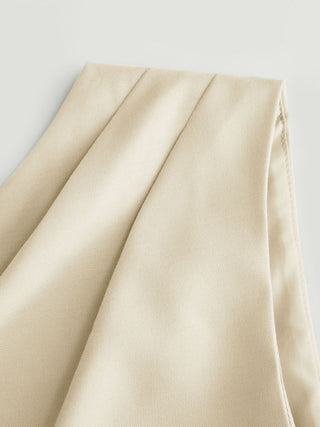 Asymmetrical Neck Pleated Flared Maxi Dress