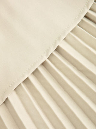 Asymmetrical Neck Pleated Flared Maxi Dress