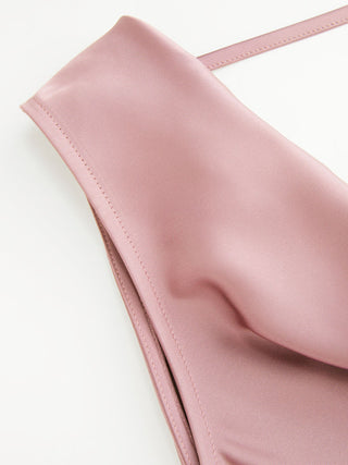 Satin Cowl Neck Backless Metal Detail A-line Mini Dress