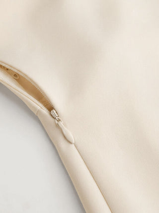Satin Cowl Neck Backless Metal Detail A-line Mini Dress