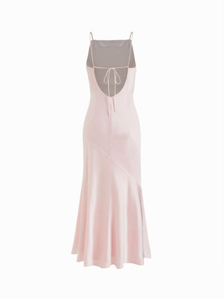 Satin Off-shoulder Ruched Lace Up Backless Mermaid Maxi Dress