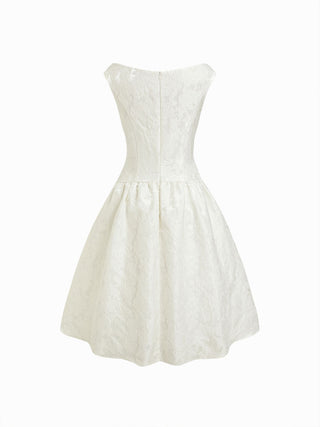 Jacquard Floral Embroidery Sleeveless Corset Midi Dress