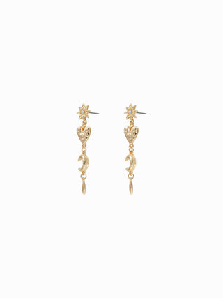 SUN & HEART & MOON DROP EARRINGS