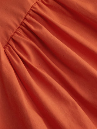 Cotton V-neck A-line Midi Dress