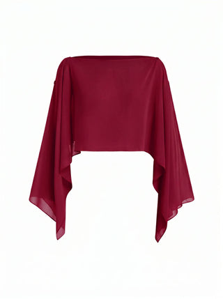 Satin Off-shoulder Cloak Sleeve Wrap Mermaid Maxi Dress
