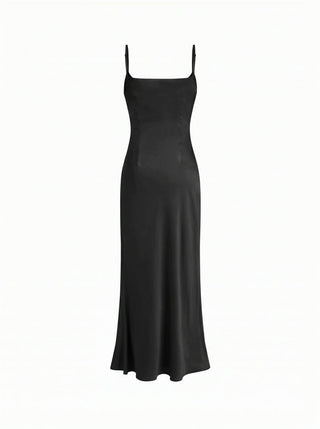 Satin Off-shoulder Cloak Sleeve Wrap Mermaid Maxi Dress