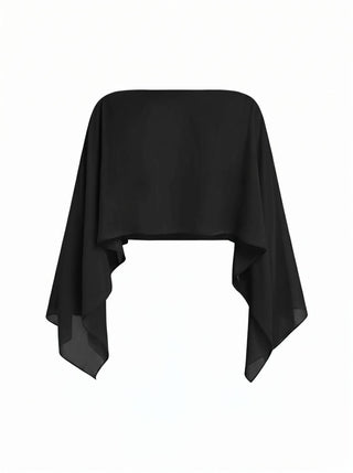 Satin Off-shoulder Cloak Sleeve Wrap Mermaid Maxi Dress