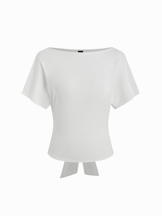 Boat Neck Polka Dot Batwing Sleeve Oversized Tee