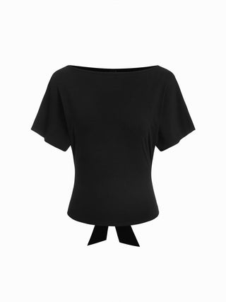 Boat Neck Polka Dot Batwing Sleeve Oversized Tee