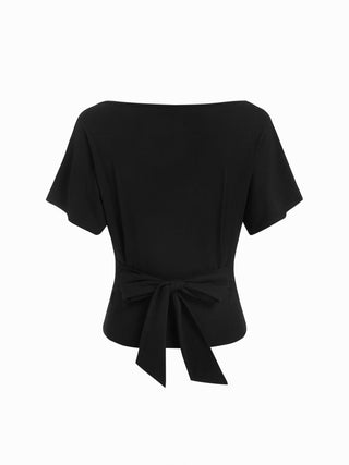 Boat Neck Polka Dot Batwing Sleeve Oversized Tee