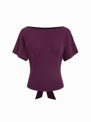 Boat Neck Polka Dot Batwing Sleeve Oversized Tee