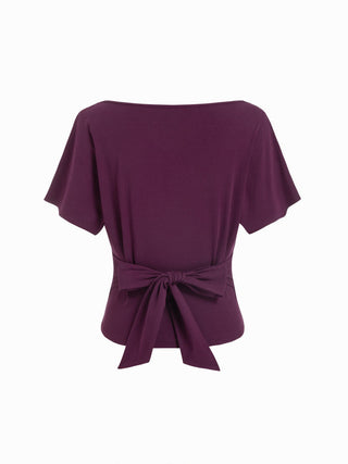 Boat Neck Polka Dot Batwing Sleeve Oversized Tee