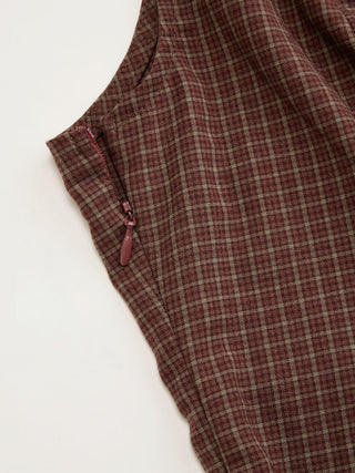 Plaid Stand Collar Sleeveless Blouse