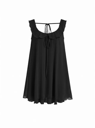 Scoop Neck Sleeveless Ruffle Bowknot Mini Nightdress