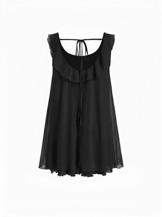 Scoop Neck Sleeveless Ruffle Bowknot Mini Nightdress