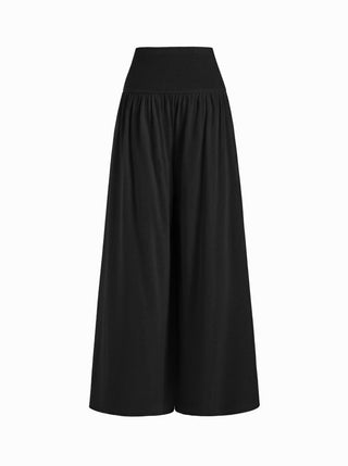 Mid Rise O-Ring Belted Ruched Draped Wide Leg Trousers