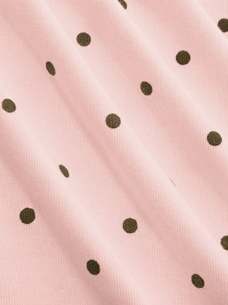 Cotton-blend Polka Dot V-neck Short Sleeve Lace Trim Bowknot Top