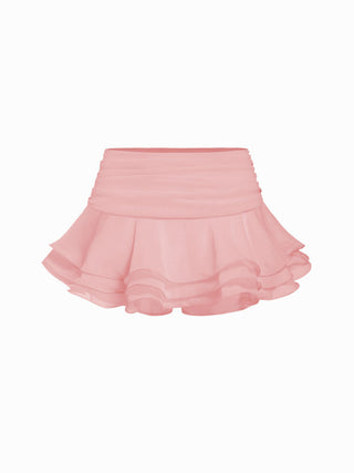 Chiffon Low Rise Ruffle Hem Layered Mini Skort