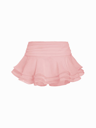 Chiffon Low Rise Ruffle Hem Layered Mini Skort