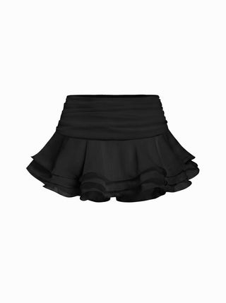 Chiffon Low Rise Ruffle Hem Layered Mini Skort