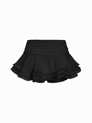Chiffon Low Rise Ruffle Hem Layered Mini Skort
