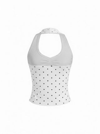 Cotton-blend Halter Neck Ruched Front Cami Top